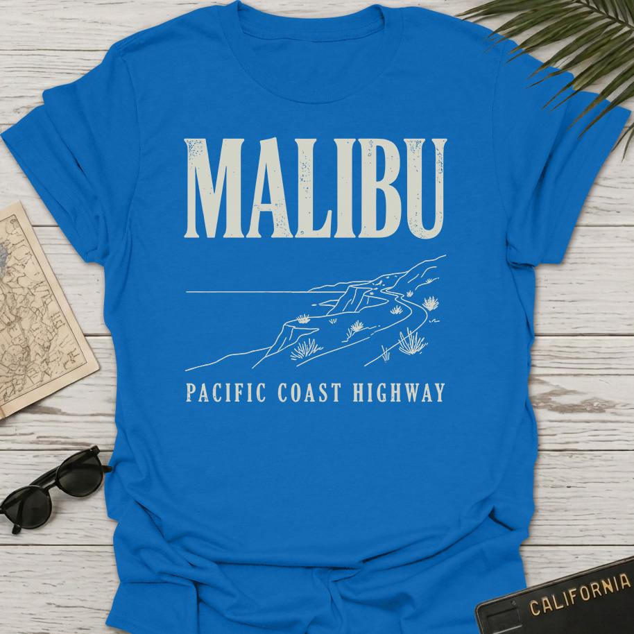 Malibu Pacific Coast Line Art T-Shirt