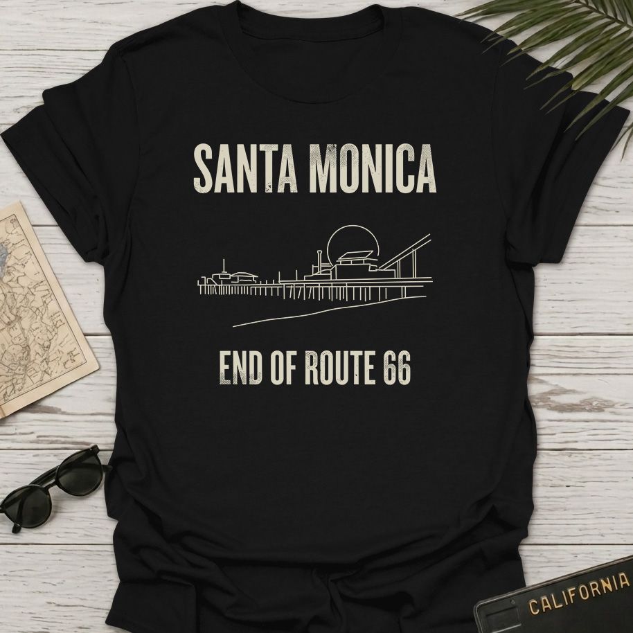 Santa Monica Pier Line Art T-Shirt
