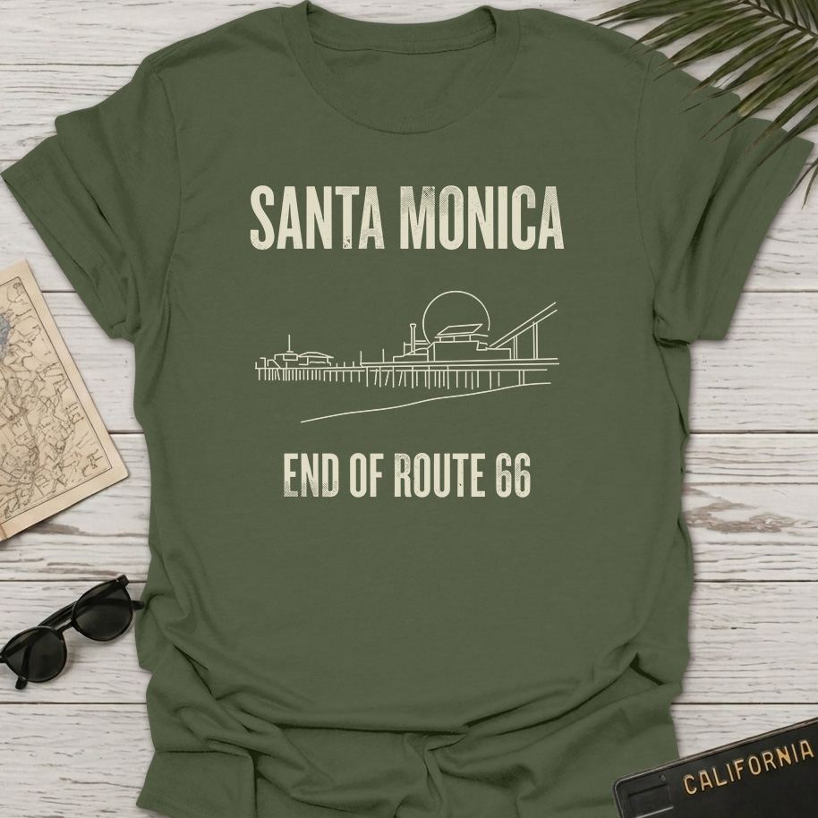 Santa Monica Pier Line Art T-Shirt