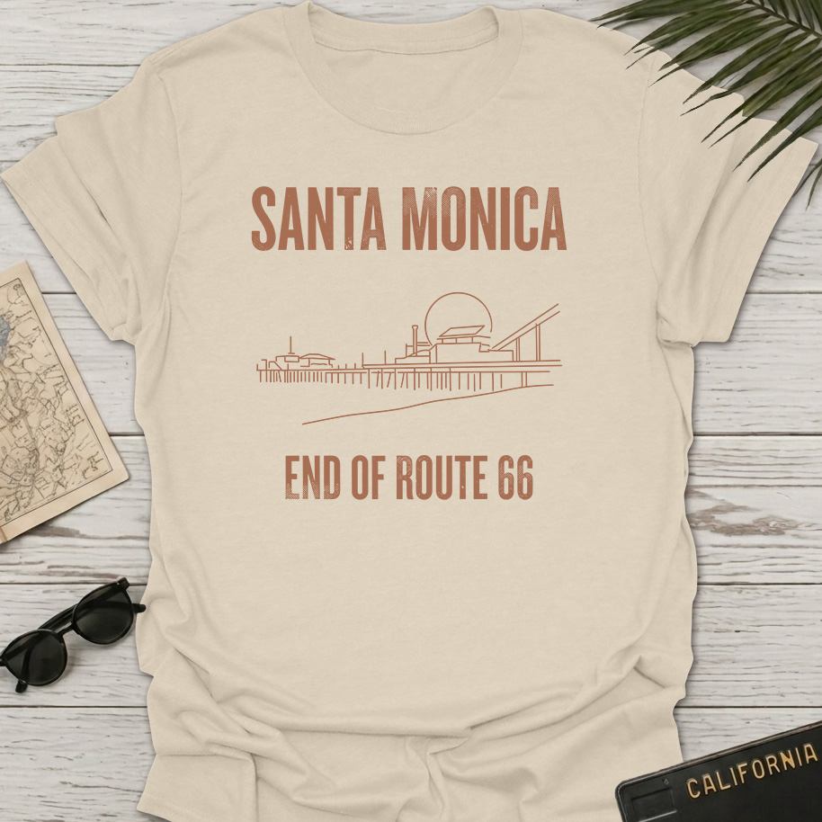 Santa Monica Pier Line Art T-Shirt