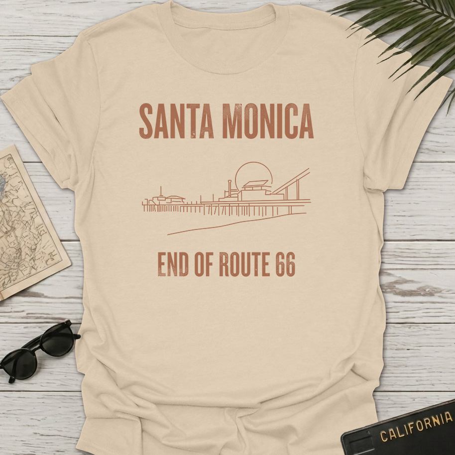 Santa Monica Pier Line Art T-Shirt