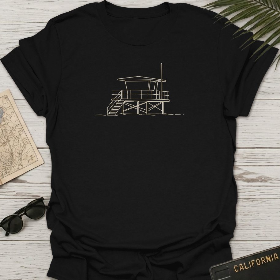 Lifeguard Tower Line Art T-Shirt