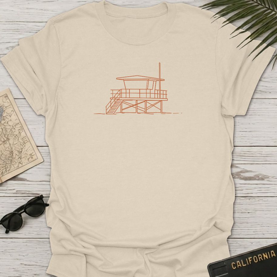 Lifeguard Tower Line Art T-Shirt