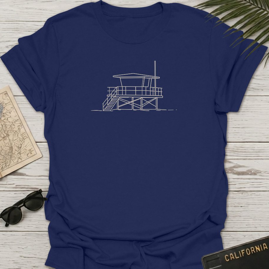 Lifeguard Tower Line Art T-Shirt
