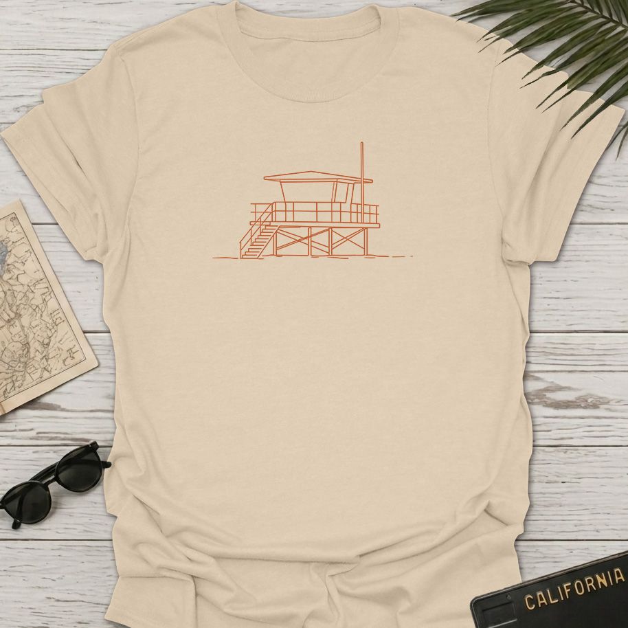 Lifeguard Tower Line Art T-Shirt